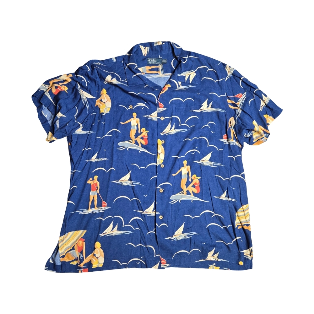 Polo Ralph Lauren Surf Print Polo Vintage Shirt Size:‎ XXL